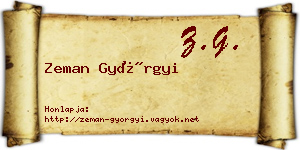 Zeman Györgyi névjegykártya